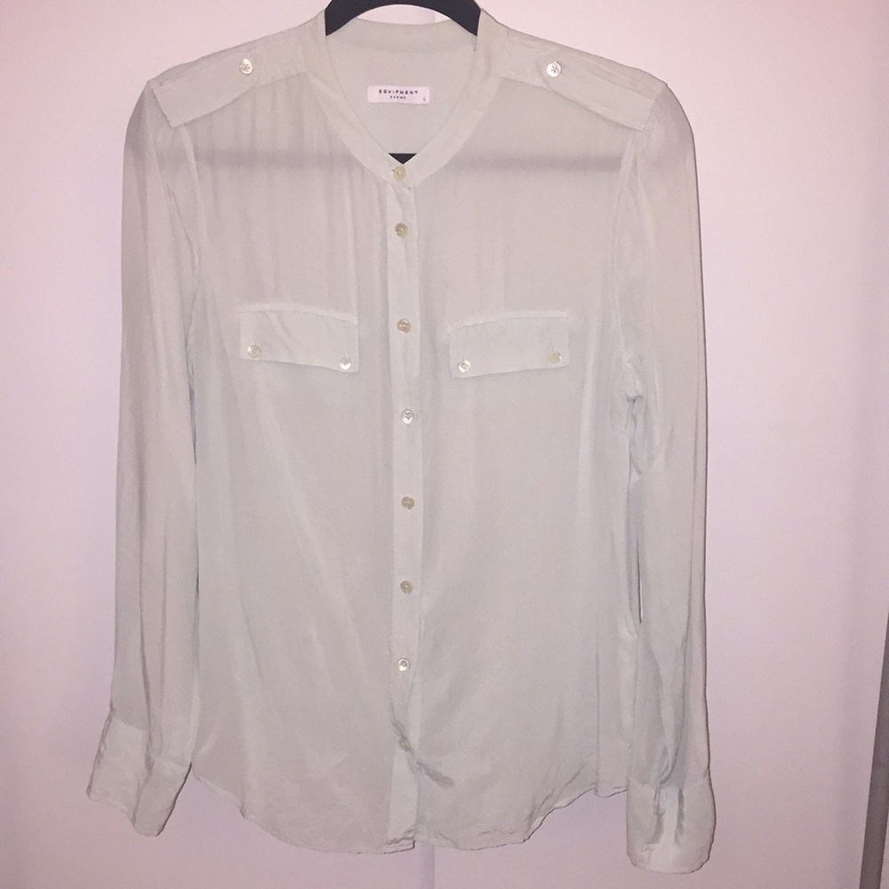 Equipment silk blouse in minty green